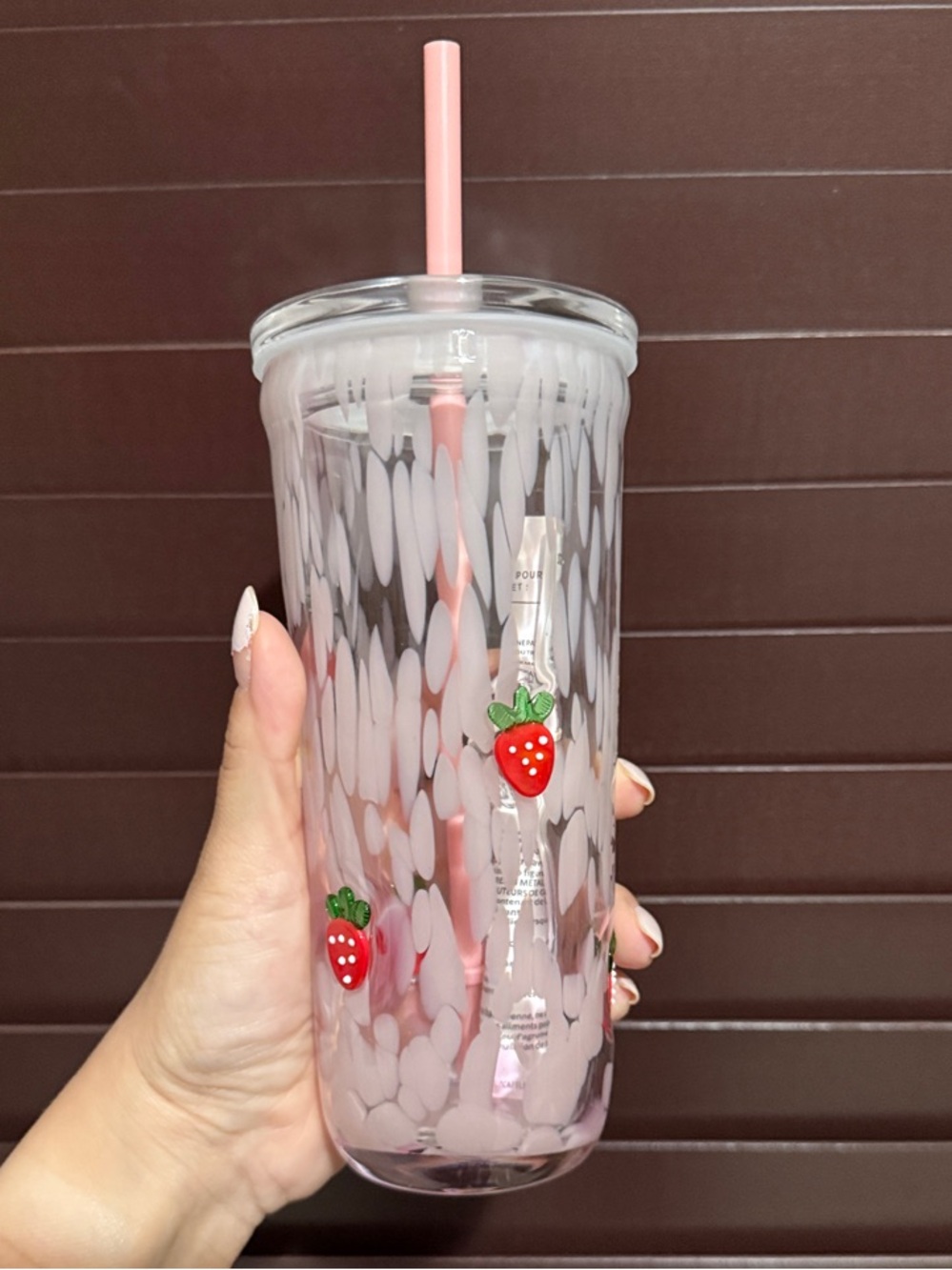 Pink Strawberry Acrylic Tumbler with Straw - Home Party Supplies